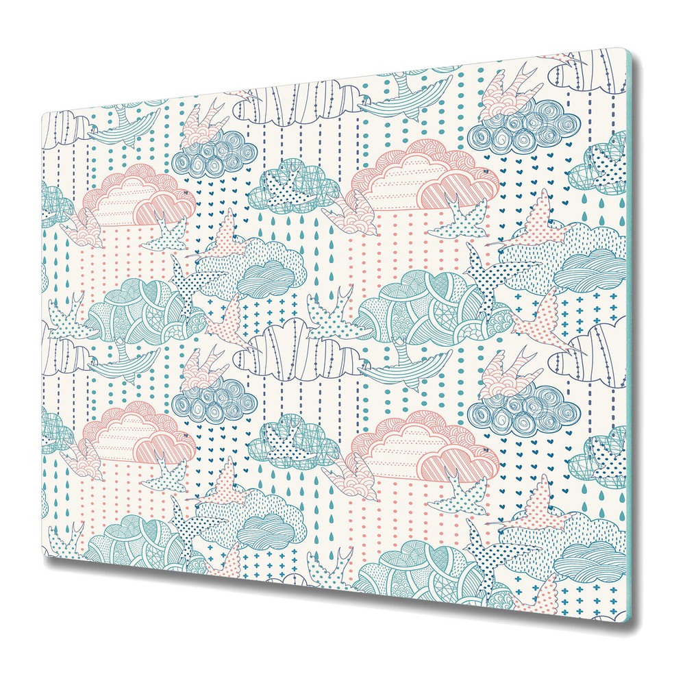 Glass Chopping Board Utensil Mandala Doodle Cloud Dots 60x52