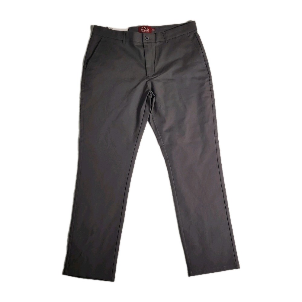 *NWT* Zanella ZNL Mens Gray Chino Cotton  Blend Flat Front  Slim Straight 34x30