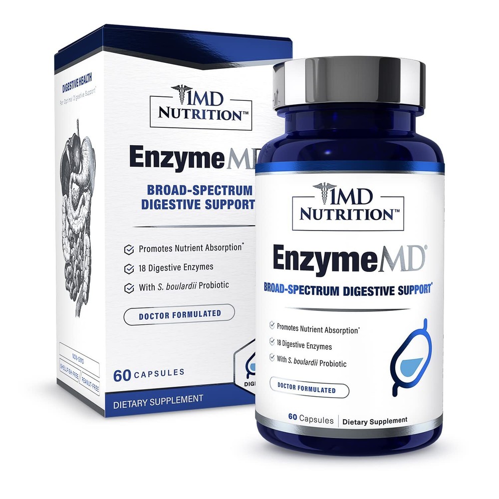1MD Nutrition EnzymeMD - Digestive Enzymes Supplement - 18 Plant-Based Enzymes