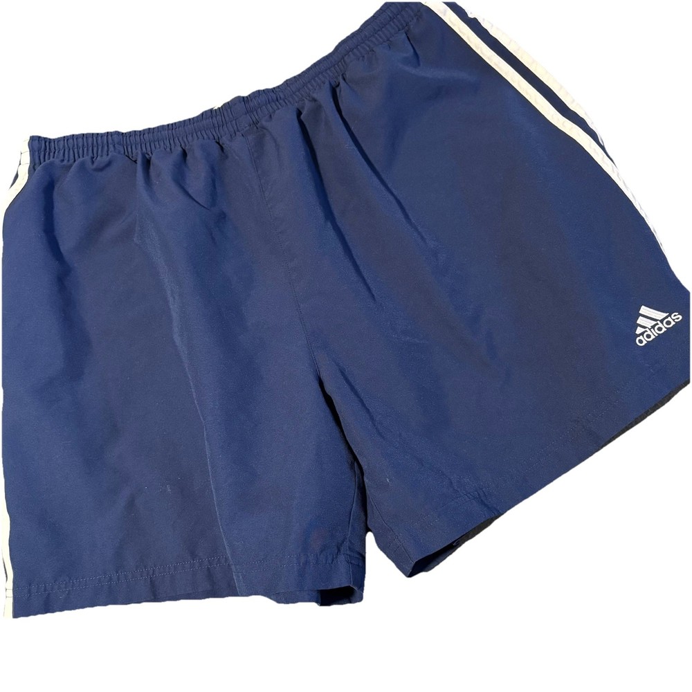 Vintage Adidas Originals Shorts Mens XL Navy 34x6 Wide Leg Baggy Soccer Training