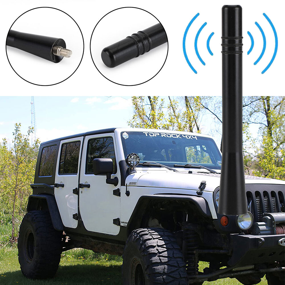 Screw 4inch Car Short Antenna Black Aluminum Radio AM/FM Antena Kit Universal