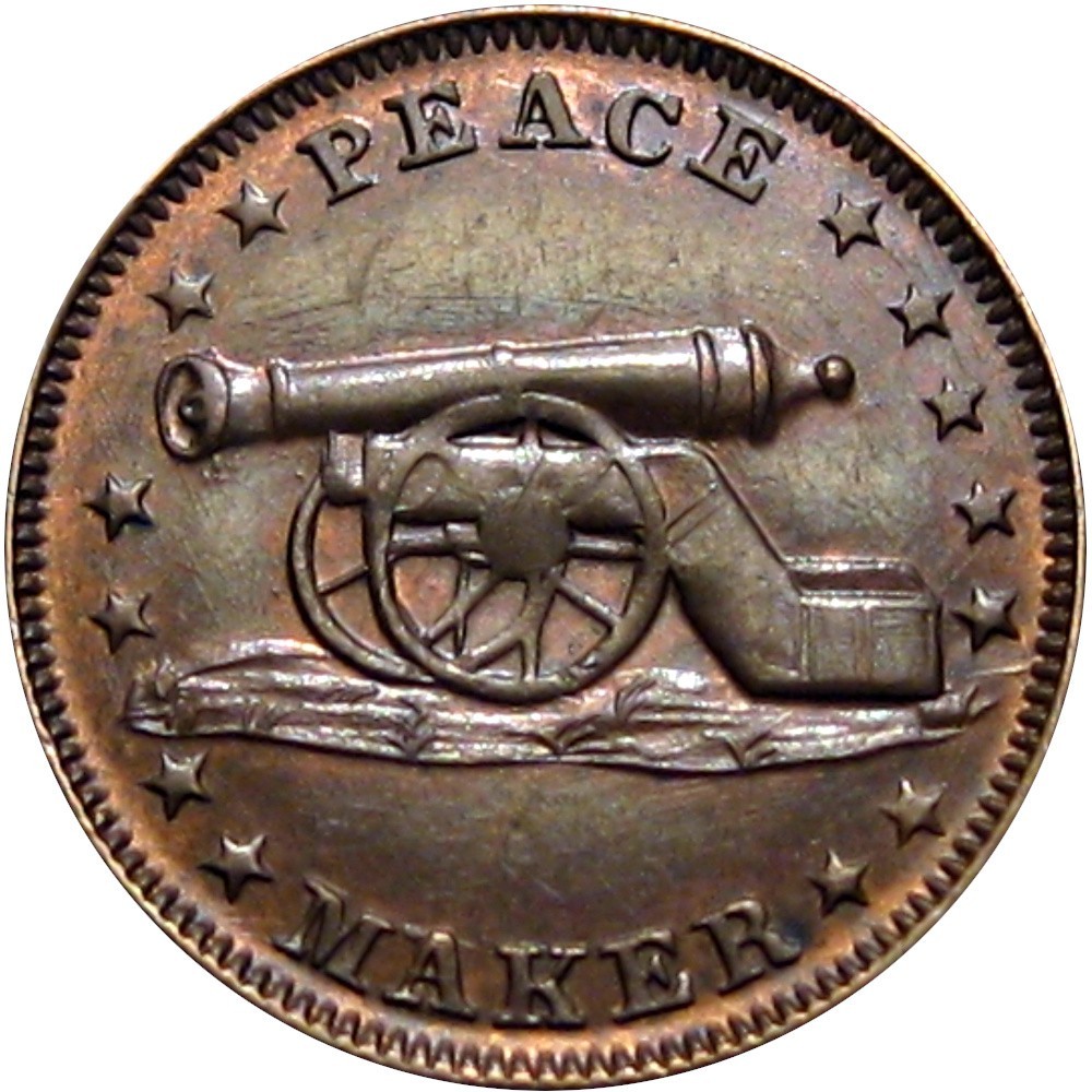 1863 Peace Maker Cannon Stand By The Flag Patriotic Civil War Token