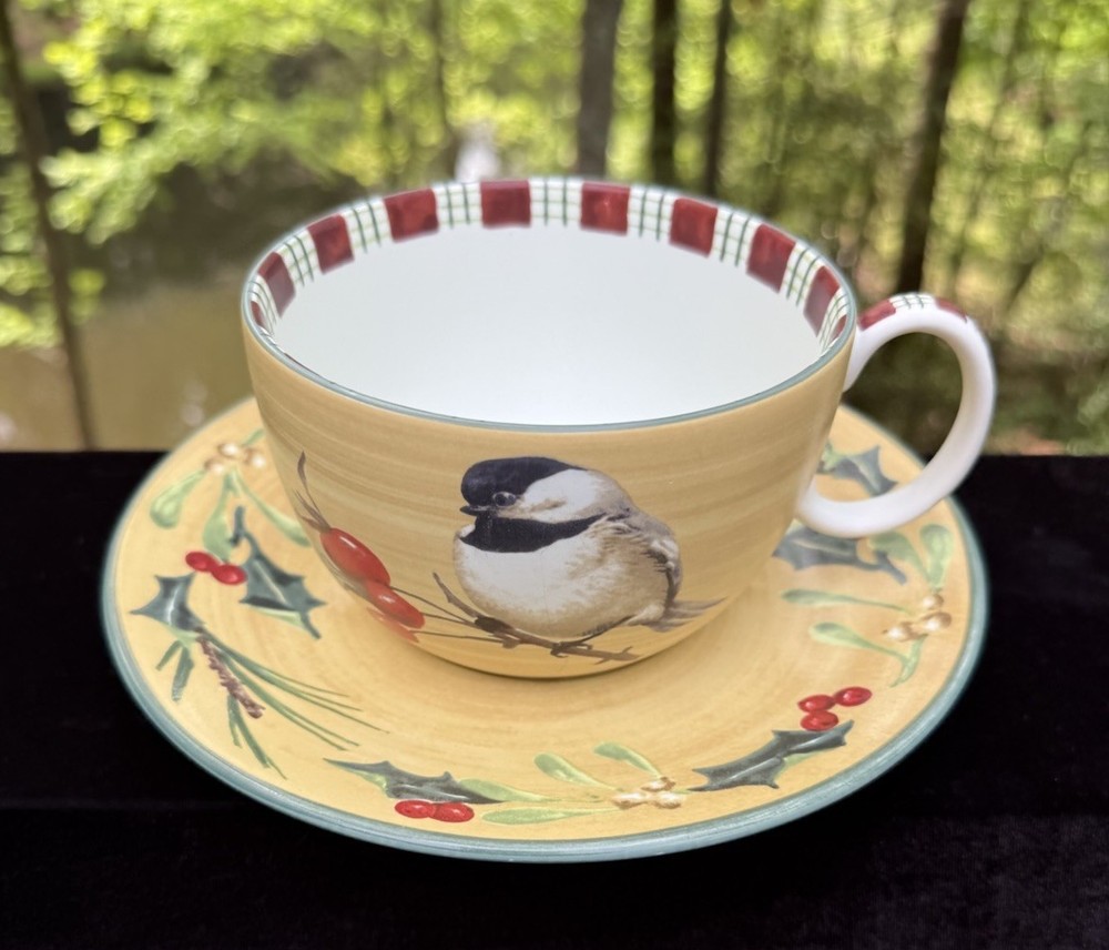 LENOX WINTER GREETINGS EVERYDAY Large BREAKFAST CUP & SAUCER New NWT!