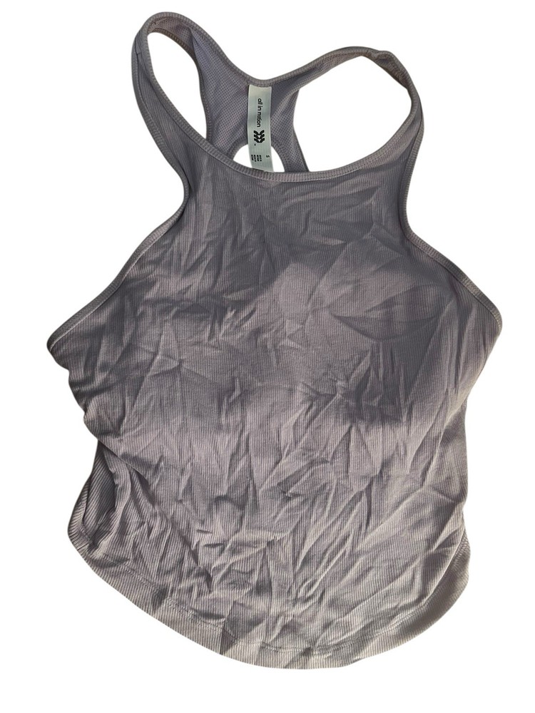 Women’s All In Motion Cropped Active Lilac Razorback Tank Top Size Small W/ Bra