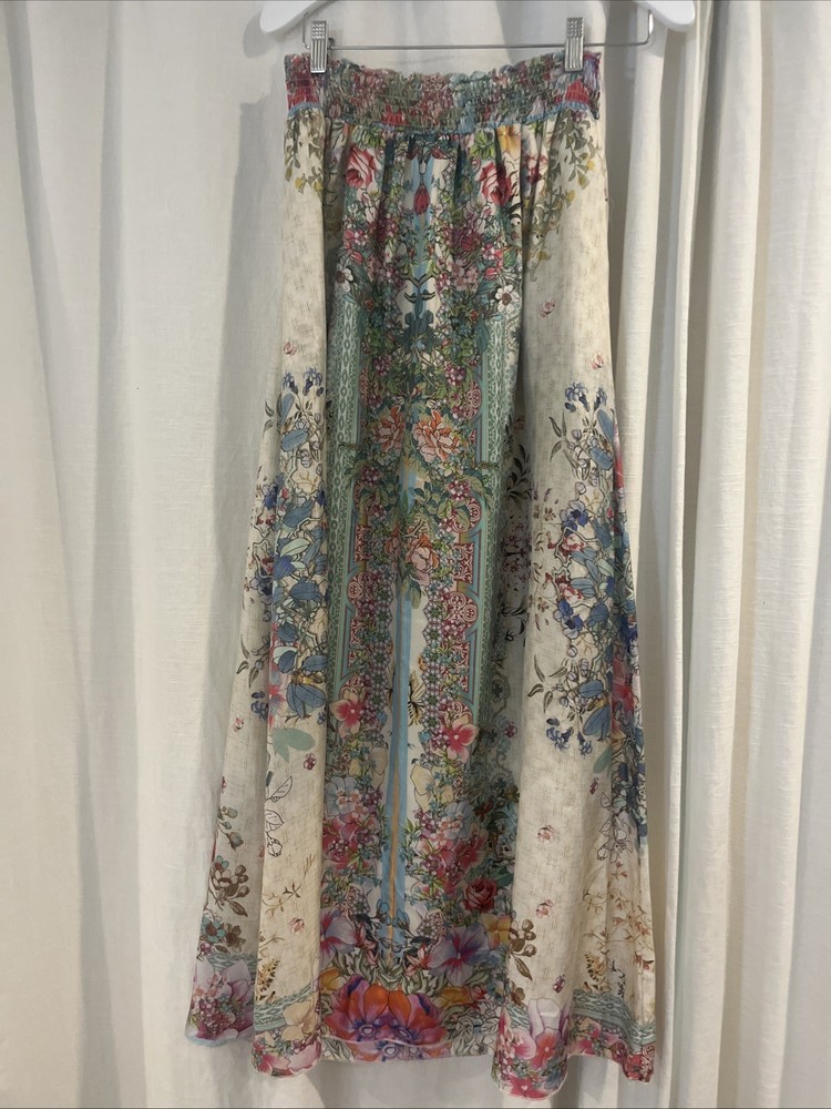 NWOT Johnny Was Long 100% Silk Skirt Size S/M Lined