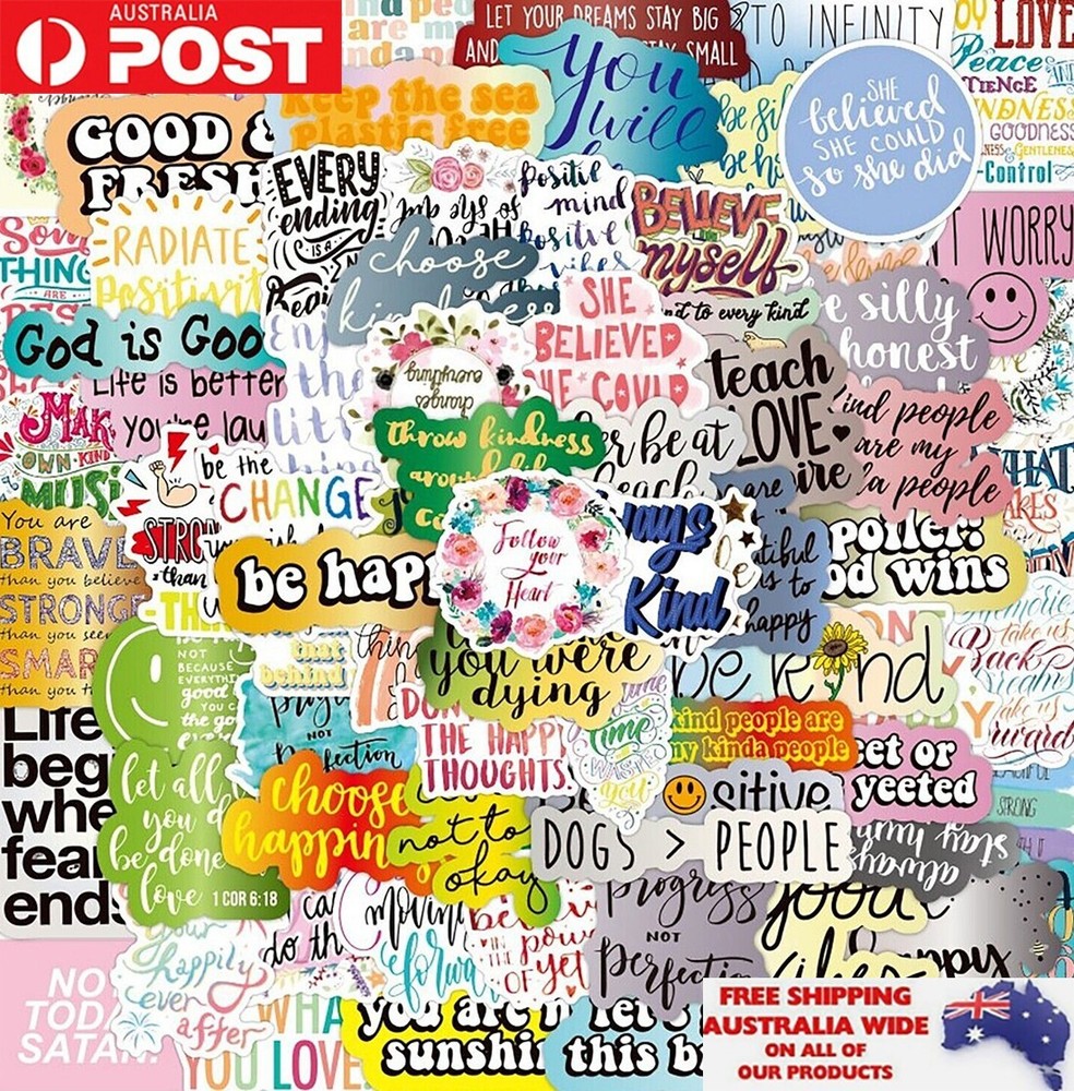 50x Positive Inspirational Quotes Sticker Pack Waterproof Graffiti Decal Gift