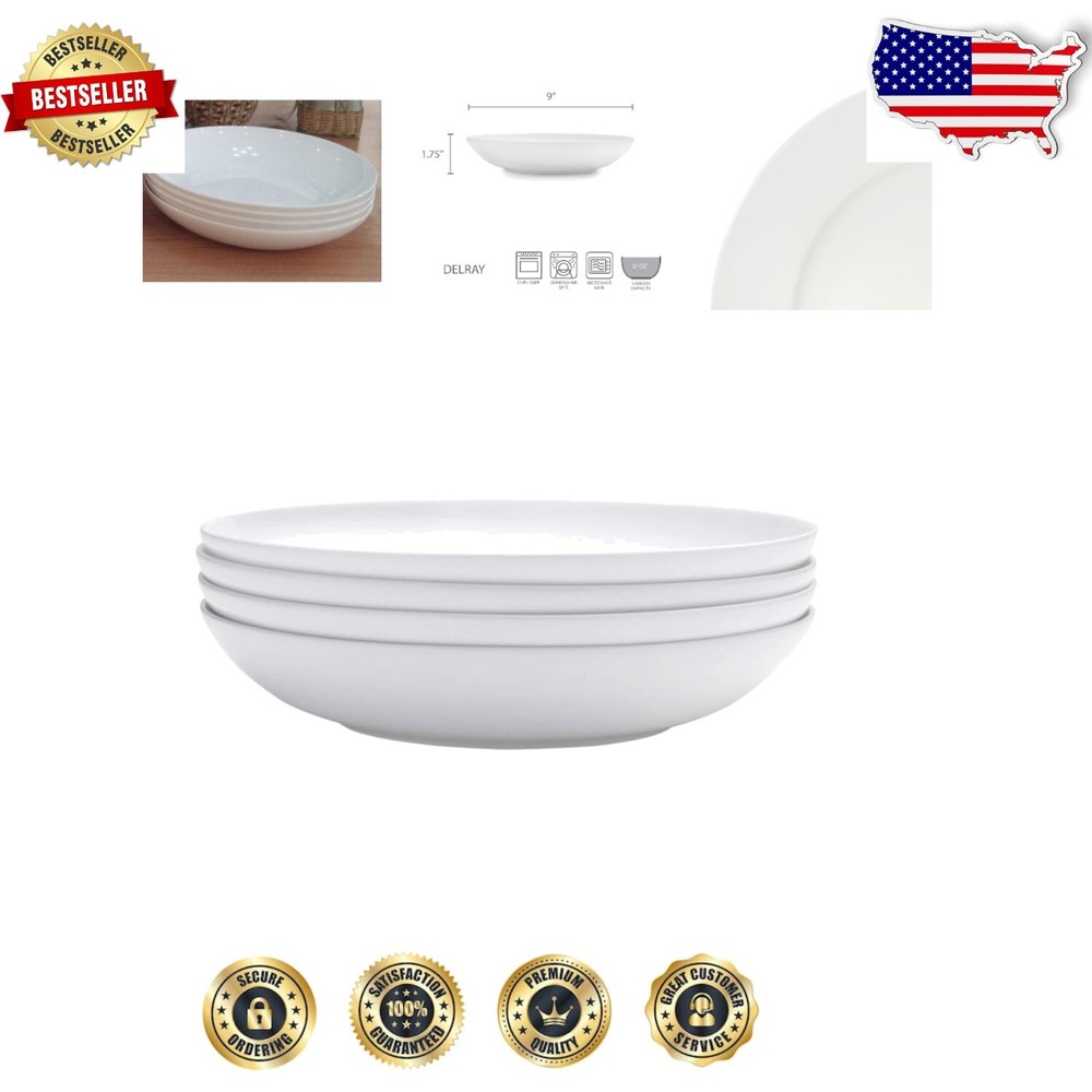 High-Quality 9-Inch Bone China Bowls for Pasta and Salad - Set of 4