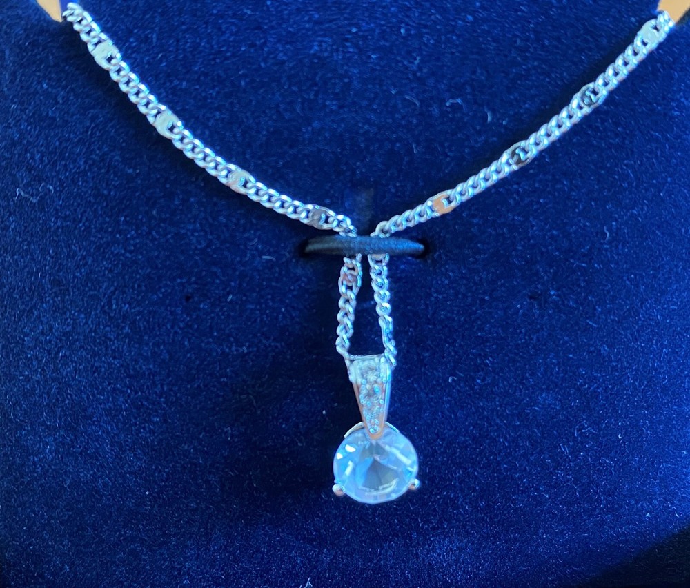 Authentic SWAROVKI Rhodium Sparkle Crystal Pave Pendant Necklace
