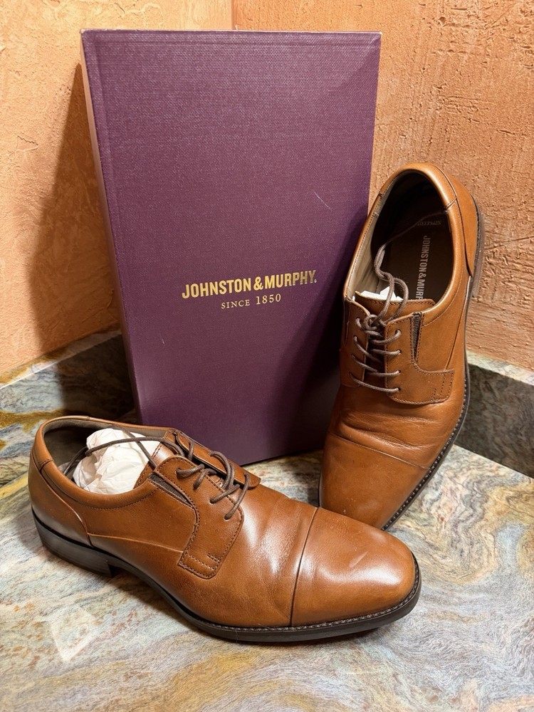 Johnston & Murphy Lancaster Cap Toe Derby Shoes Men's Tan Size US11m  Never Worn