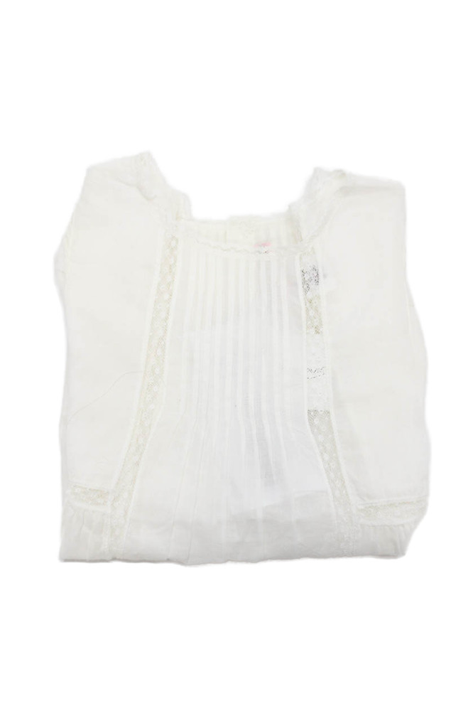 Bonpoint Girls Short Sleeve Crew Neck Lace Trim Blouse White Cotton Size 3Free Shipping in US $100+ Orders | $6.95 Orders Below