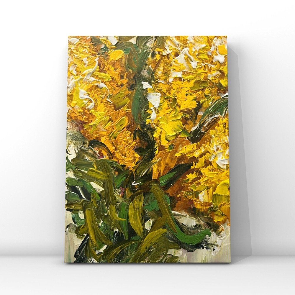 Floral Impressionism Yellow Bouquet Oil Painting with Impasto Technique