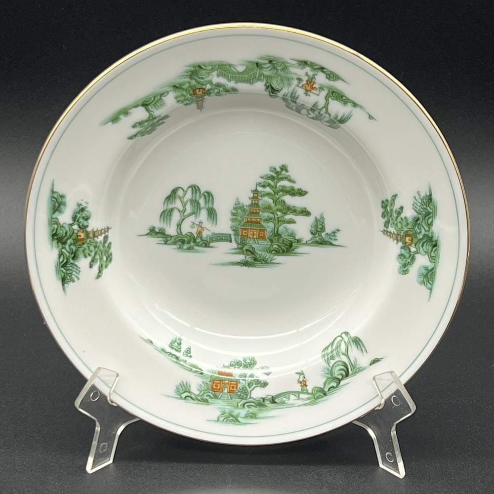 Vintage Narumi China Green Willow Rimmed Soup Bowl 8.25” Made In Japan