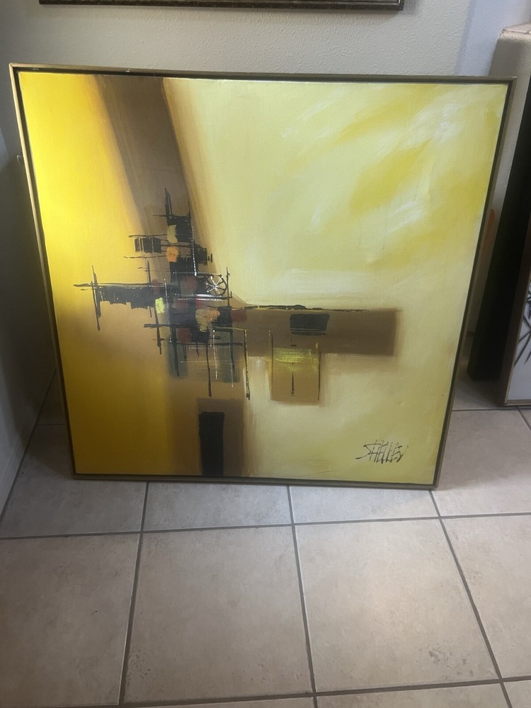 Abstract Oil on Canvas Original Painting by Shelley 37x37 Inches Signed Artwork-image