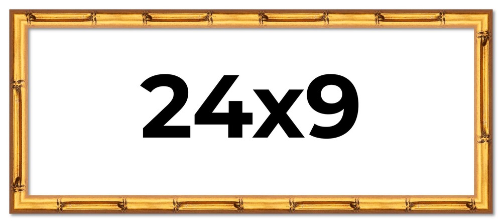 24x9 Frame Gold Bamboo Solid Wood Picture Frame | 1 Inch Moulding Width | Interi