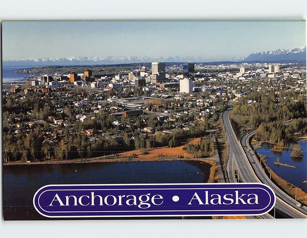 Postcard Aerial View Anchorage Alaska USA