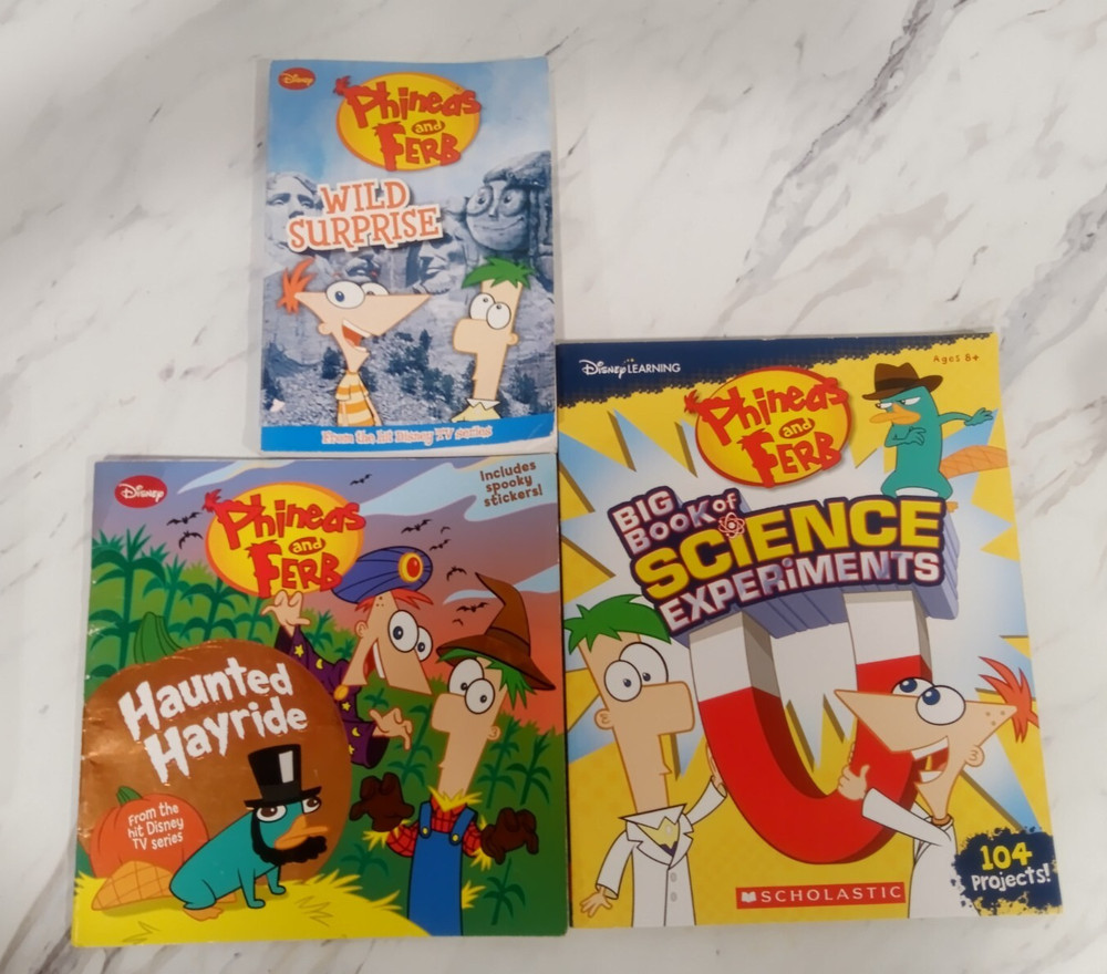 Phineas And Ferb 3 Book Lot: Wild Surprise - Haunted Hayride - Science...