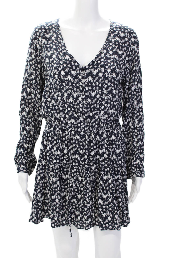 Rails Womens Geometric Long Sleeve Buttoned Casual Mini Dress Blue Size SFree Shipping in US $100+ Orders | $6.95 Orders Below