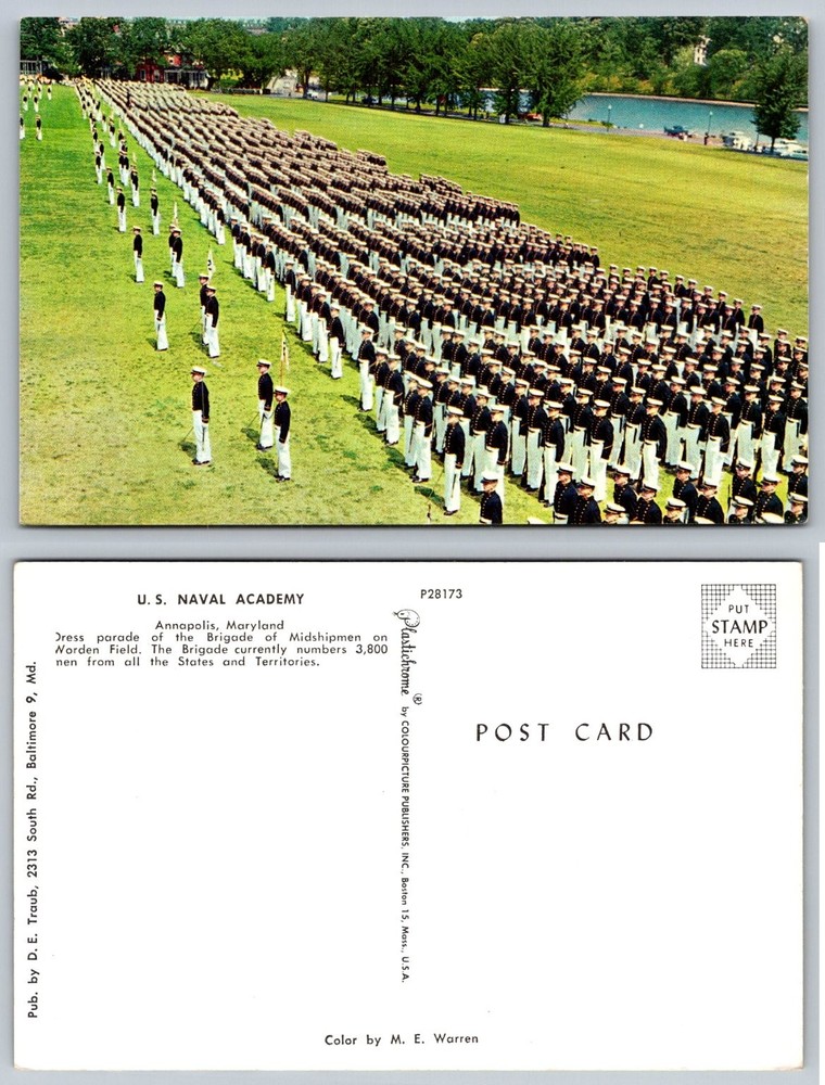 US Naval Academy Annapolis MD Midshipmen Dress Parade Worden Field Postcard