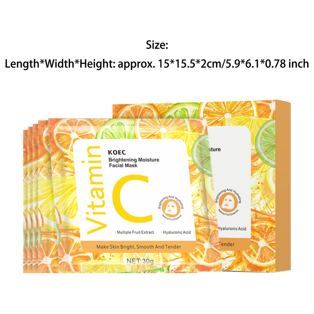 Womens 5Pcs Skincare Facial Face Mask Fruit VC Essence Refreshing Facial Mask