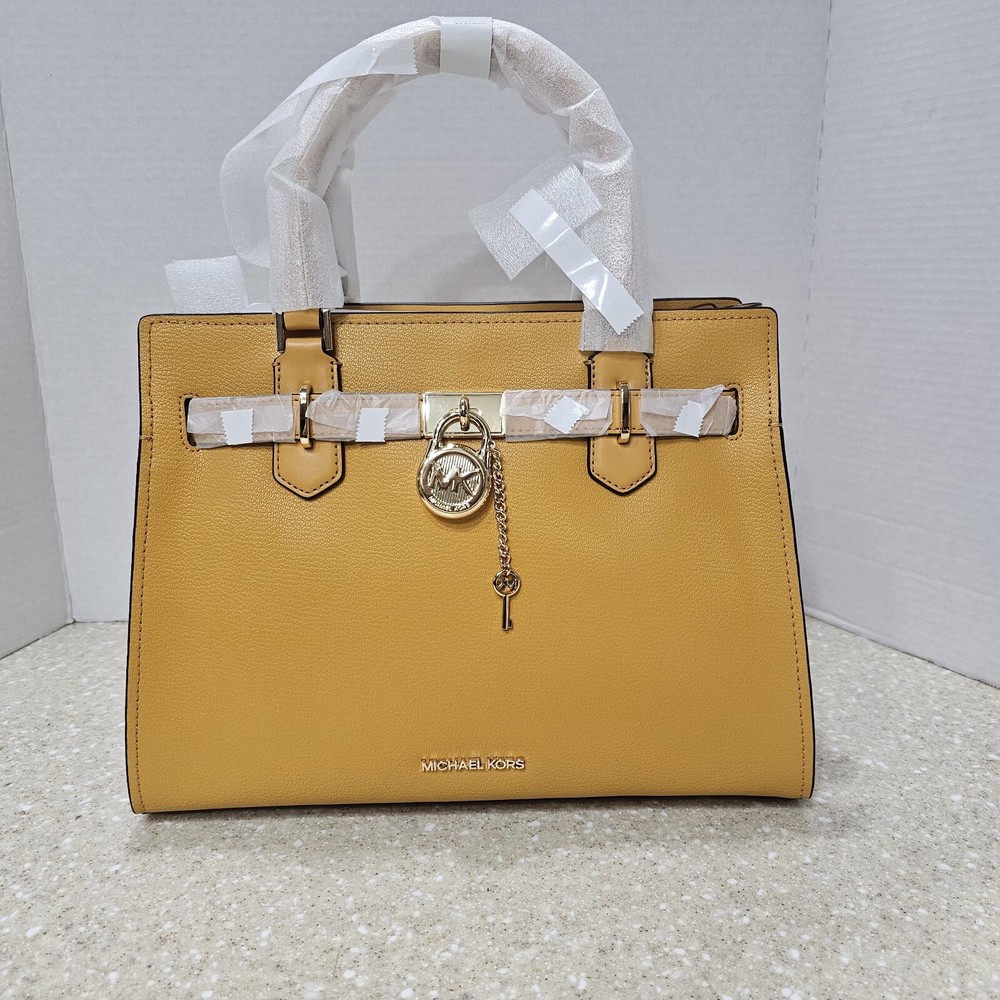 Michael Kors Hamilton Medium Satchel Crossbody Bag in Golden Rod
