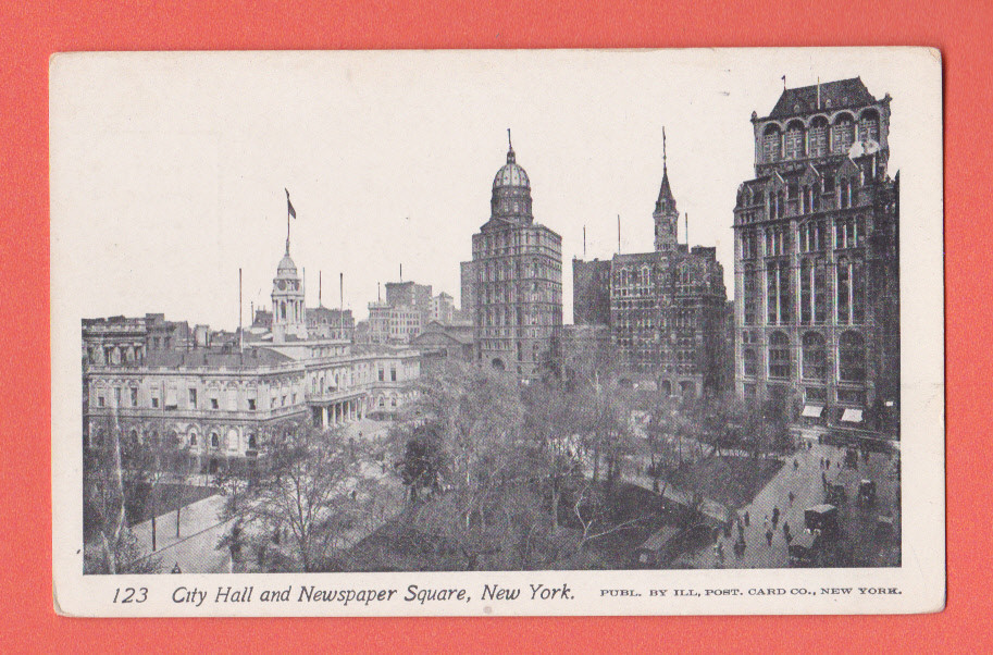 New York-New York City, City Hall And Newspaper Square Postcard