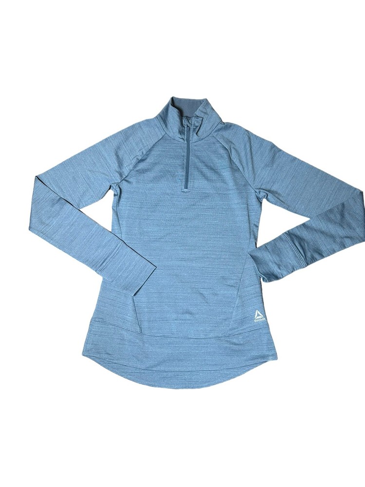 REEBOK Women’s XS Long Sleeve Pullover 1/4 Zip Thumbholes Medium Weight Running