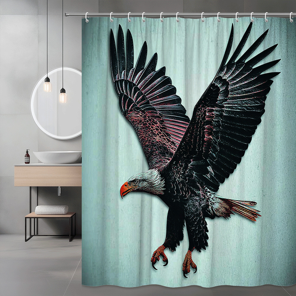 Eagle Shower Curtain Black Bird Print Wall Art