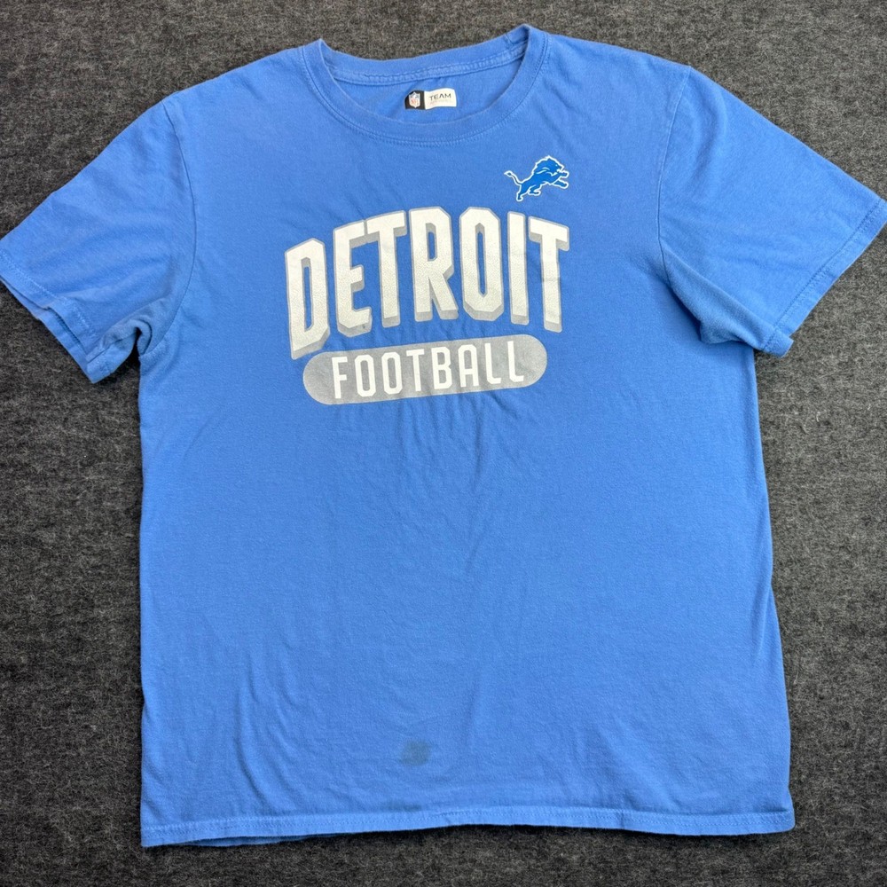 NFL Detroit Lions T-Shirt Mens Medium Blue Detroit Football Graphic Tee READ