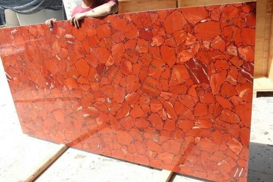 22x36 Red Agate Stone Dining Table with Backlit Countertop