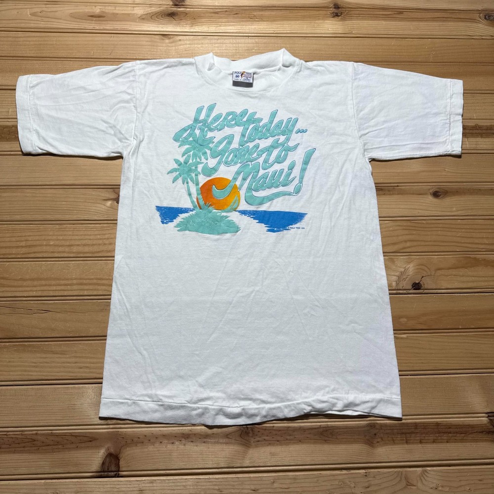Vintage 1983 Maui Hawaii Tropical Sunset Beach Surf Souvenir T-Shirt - Medium
