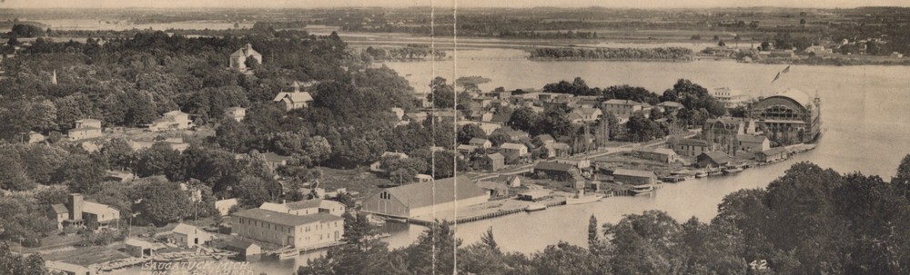 Saugatuck  MI Michigan ~ 2 panel postcard view from Mt. Baldhead 1918