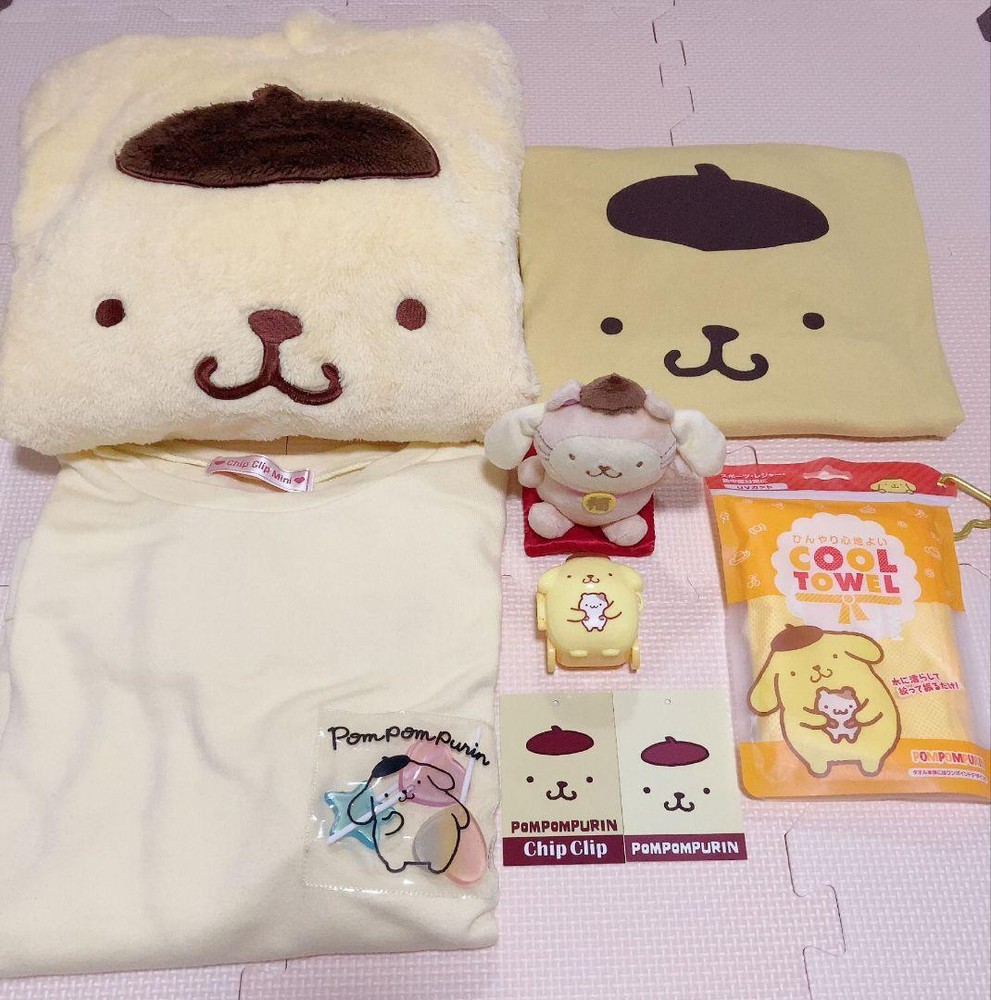 Sanrio Pompompurin Goods Lot of 8 Fur Hoodie Sweatshirt Mascot Plush Toy