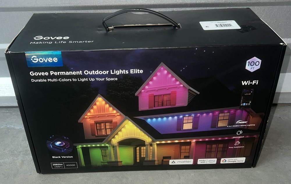 Govee 100ft RGBICW Smart Permanent Outdoor Lights Elite in Black