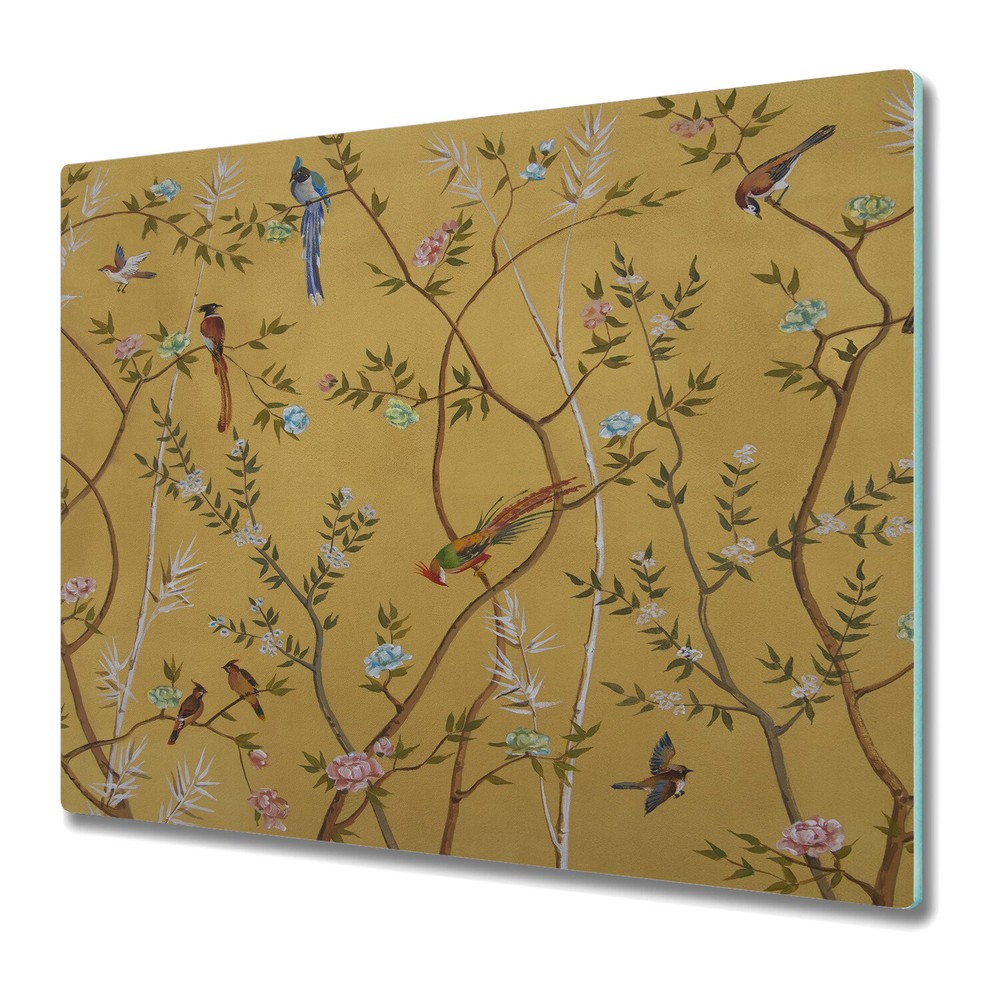 Glass Chopping Board Spring Birds bird wood gold acrylic fall romantic ornament