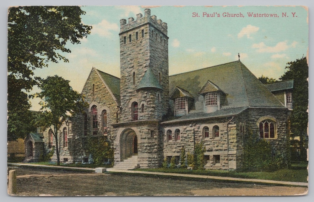 St Pauls Church~Partial View~Rock Design~Stair & Tunnel Entry~Vintage Postcard