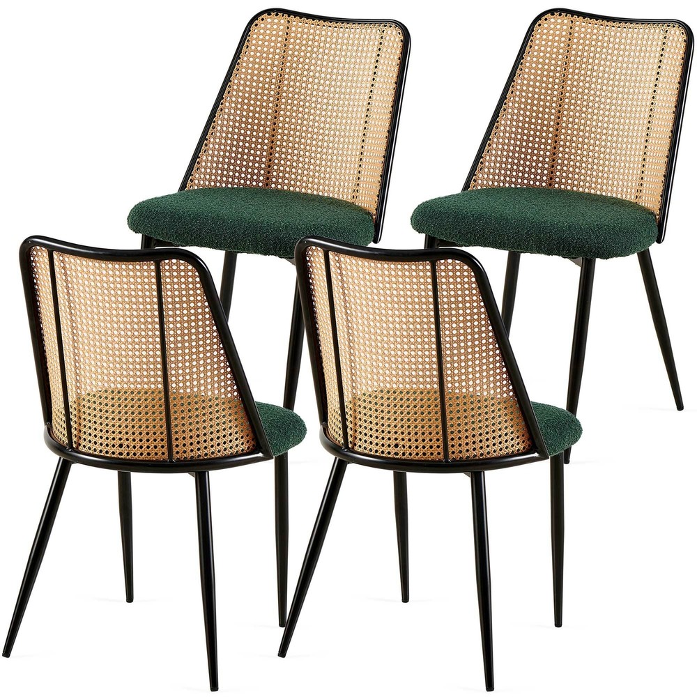 Green Rattan Dining Chairs (Set of 4)