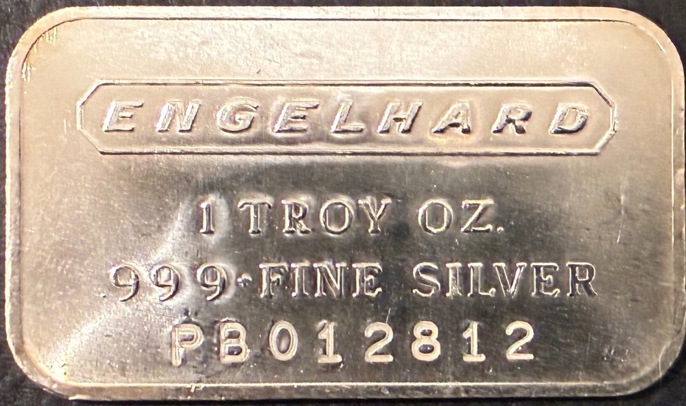 Engelhard 1 oz Silver Bar Rare PB 6 digit series Proof Like Coarse Pebble Back