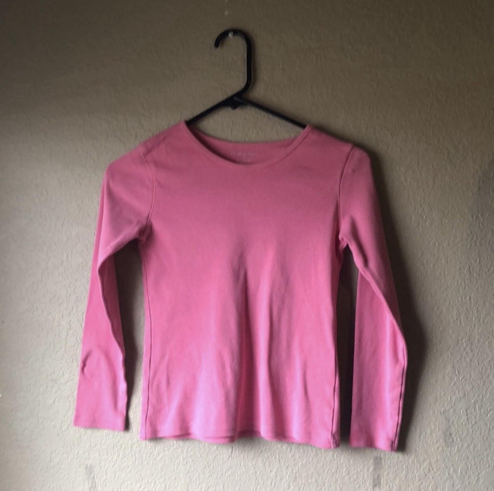 Old Navy Shirt Girls Pink Long Sleeve Crew Neck Tee Shirt Casual Top Girls Large
