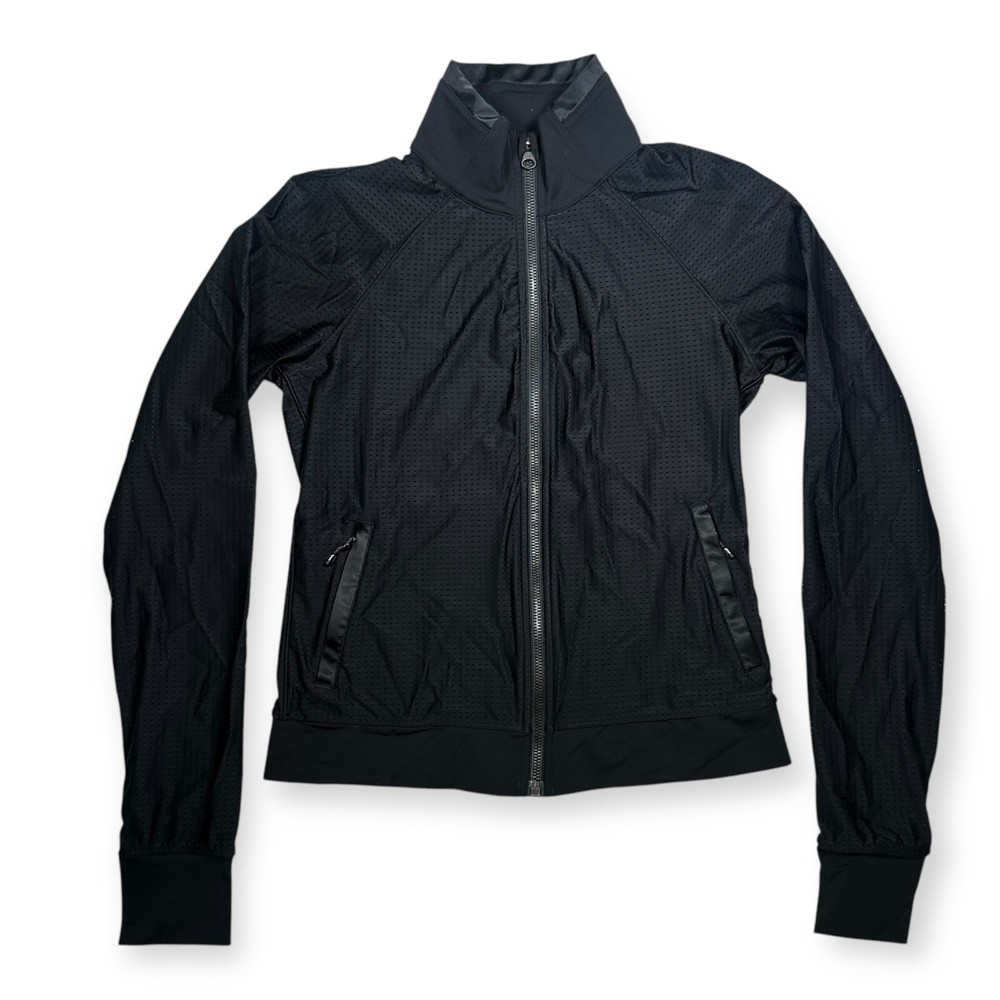 Lululemon Women's Perforated Jacket Size 4 Black Full Zip Lightweight Athletic