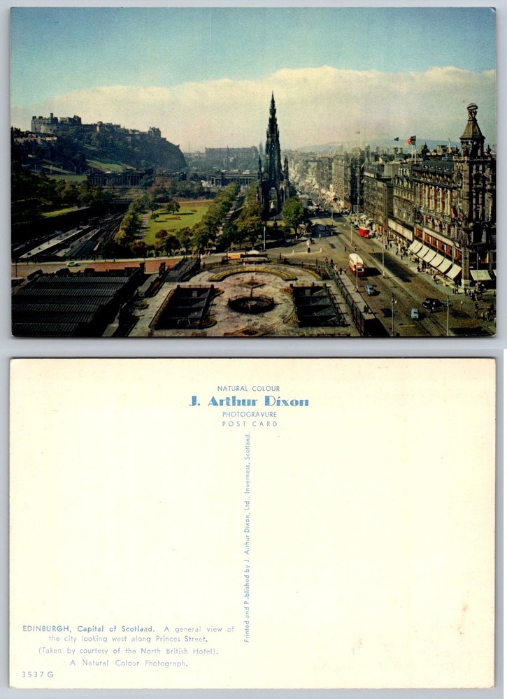 Edinburgh Scotland Princes Street Scott Monument Castle J. Arthur Dixon Postcard
