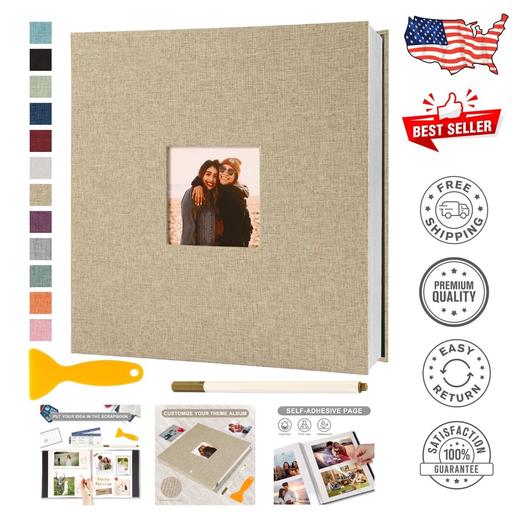 Elegant Self-Adhesive Photo Album with 60 Acid-Free Pages for Cherished Moments-image