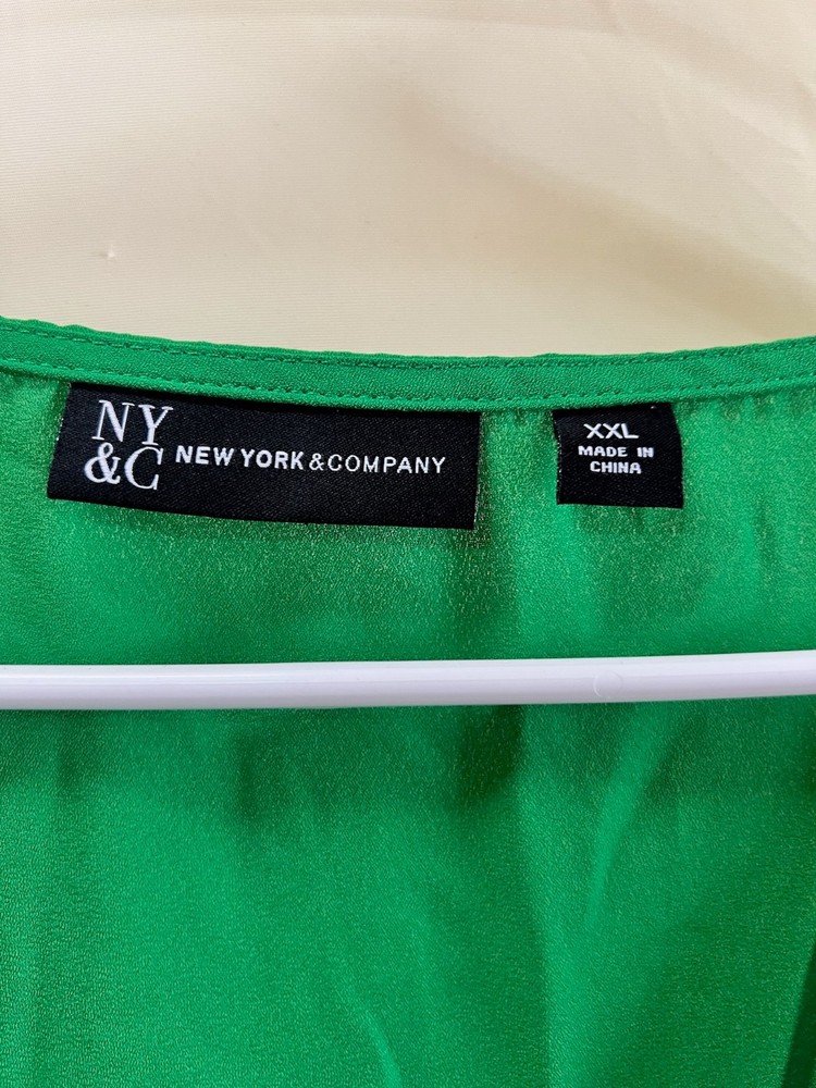New York & Company Women's Short Sleeve Blouse Size XXL Green