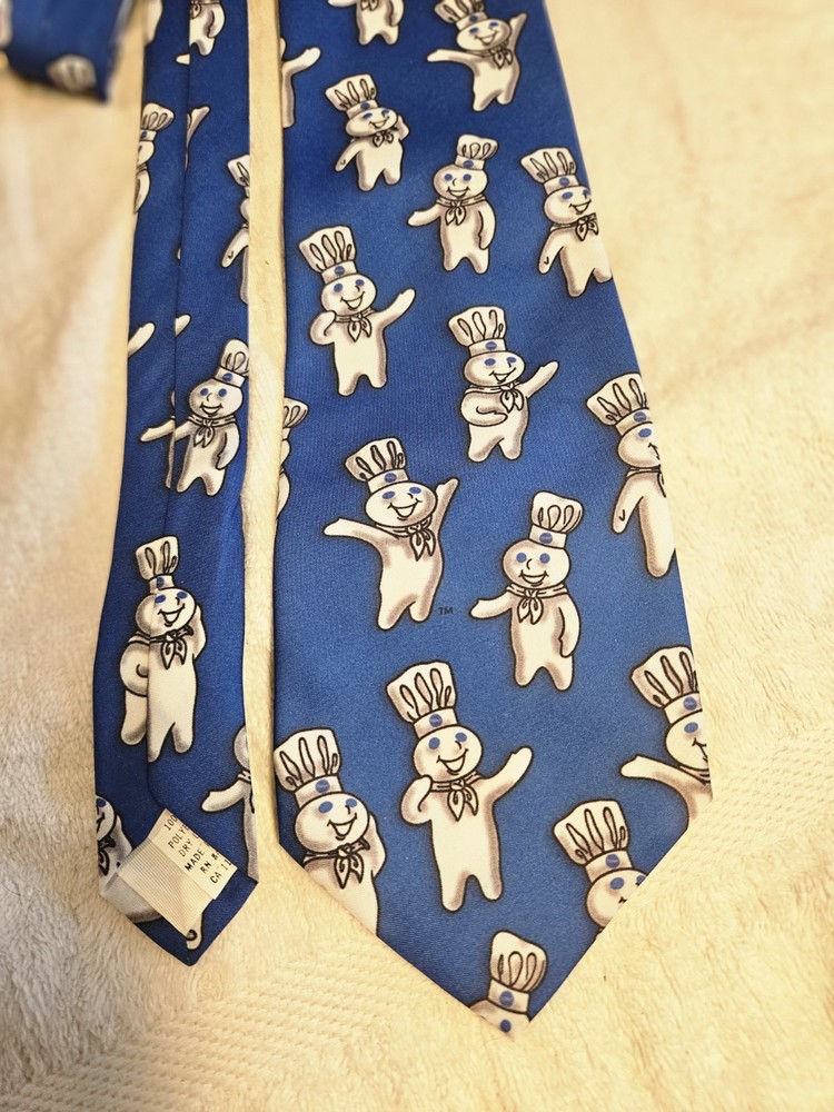 VTG Pillsbury Dough Boy Repeat Ralph Marlin Blue Classic Men's Neck Tie