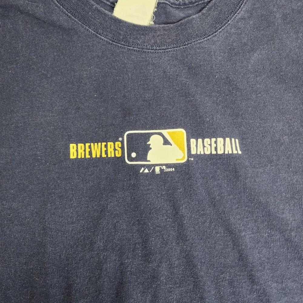 MLB Milwaukee Brewers (Vintage) Blue Short Sleeve T-Shirt Men's Size 2XL