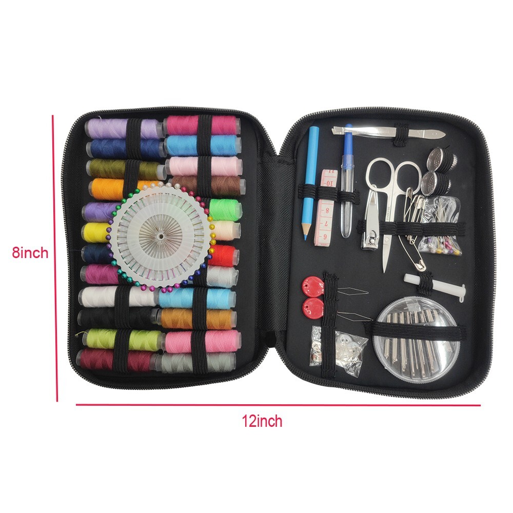 130 pcs Sewing Bag Travel Home Sewing Set Thread Threader Needle Tape Measure Sc