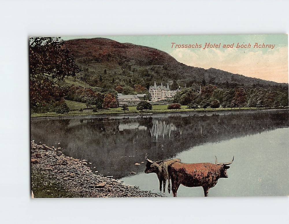 Postcard Trossachs Hotel and Loch Achray Callander Scotland