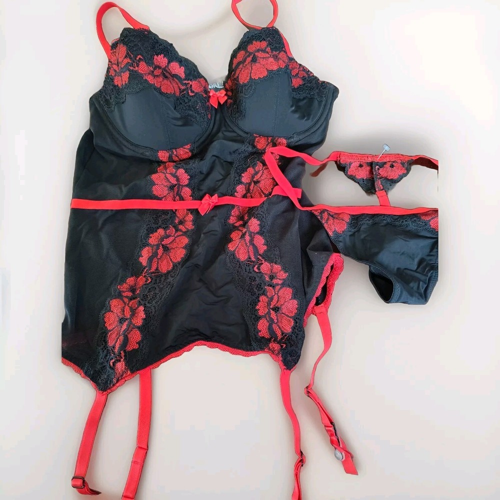 NWT Adore Me Lingerie Set Balconnete Bra And Panties Size 34C & Small Thong
