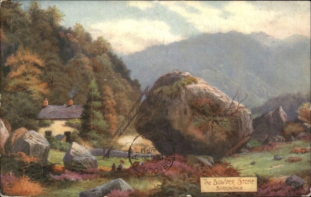 Borrowdale England UK Tuck Oilette Derwentwater series 1906 Bowder Stone PC