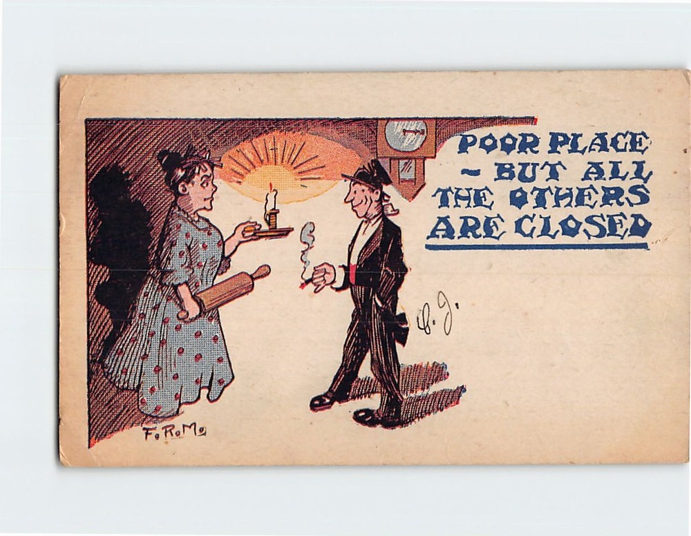 Postcard Closed Poor Place Joke/Humor Comic Art Print