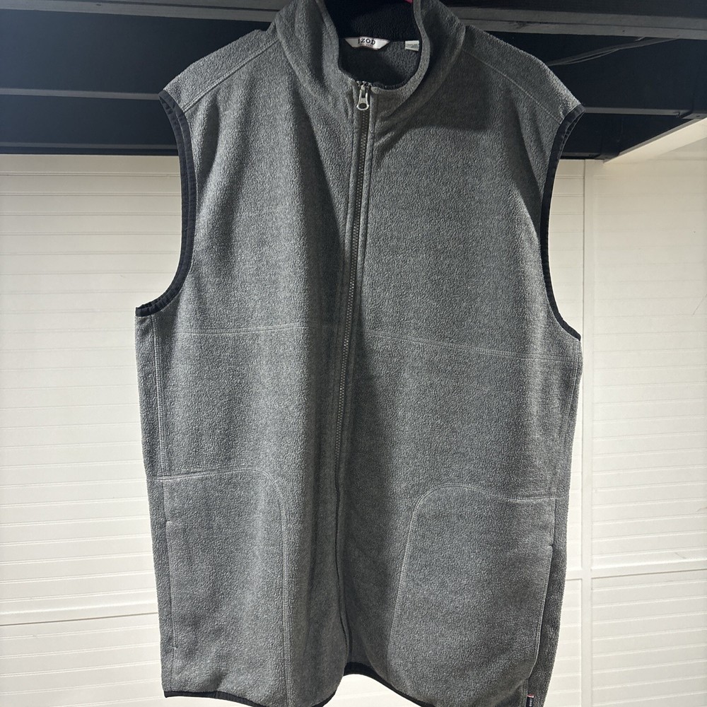 Izod Fleece Vest Men’s Size Xl, Grey Full Zip